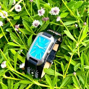 Fossil Black leather strap watch